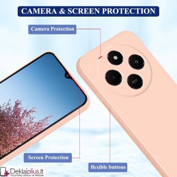 Liquid Air silikoninis rausvas dėklas - su kameros apsauga (Xiaomi Redmi 14C/Redmi 14R/Poco C75)